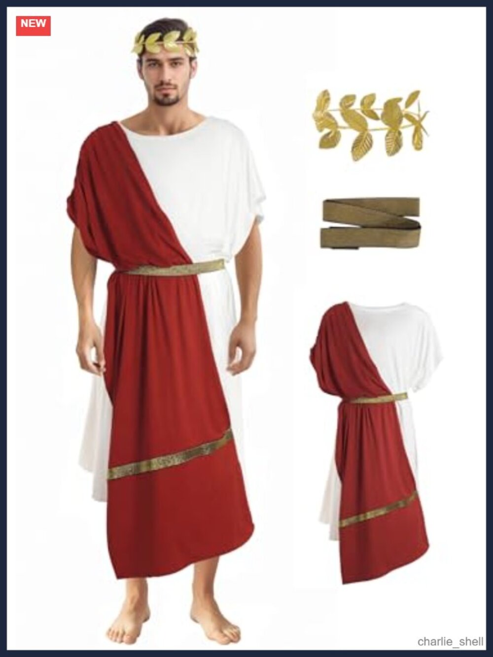 Men's Toga Costume Greek Party Outfit Halloween Robe with Belt Headband